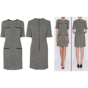 LK Bennett Dr Darya Tweed Fringe Dress Size US 2